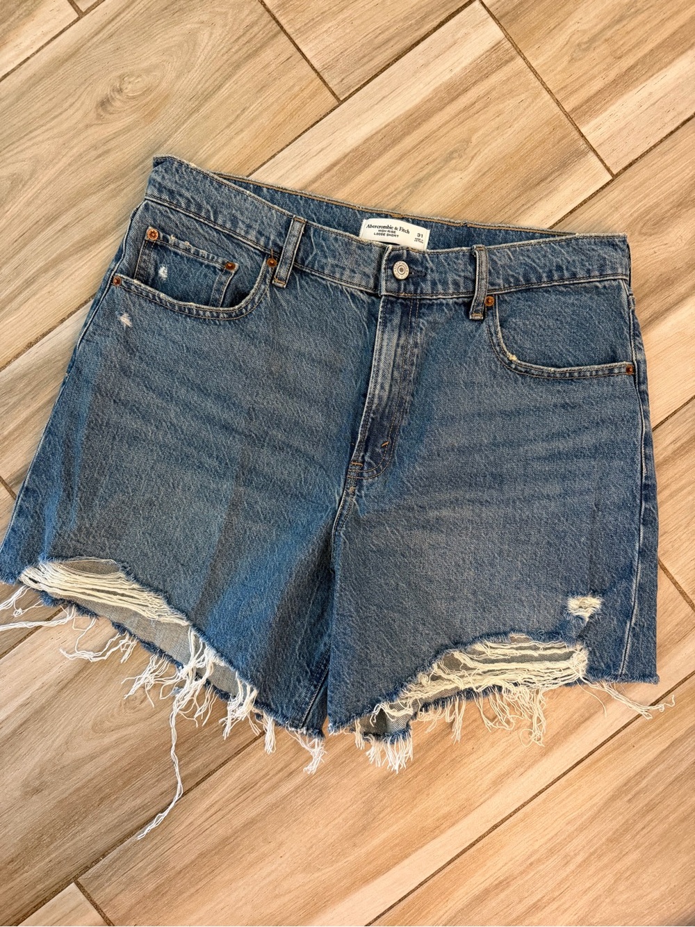 Abercrombie & Fitch Distressed Blue Denim Cutoff Shorts